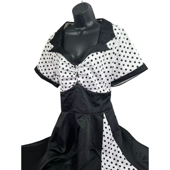 Dresses & Skirts - Mocha 50's retro style black‎ white polka dot rockabilly vixen dress size 5XL